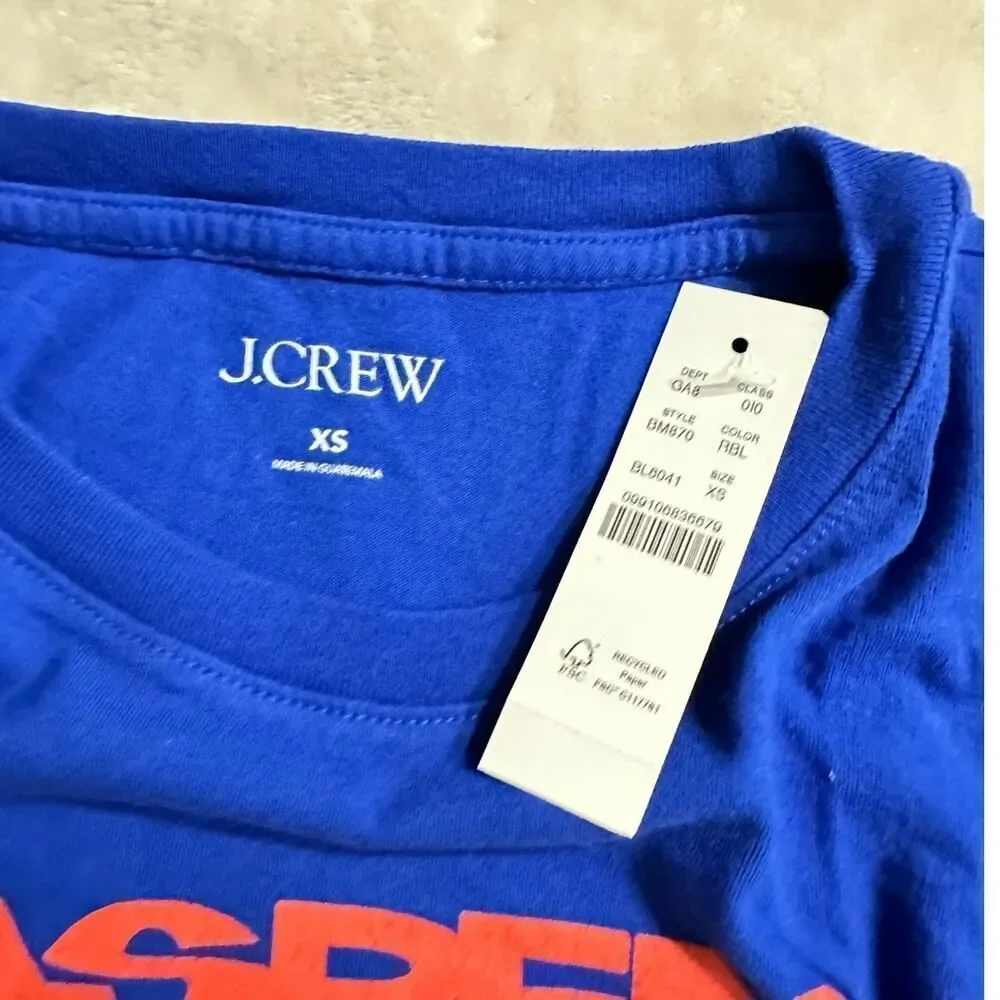 J.Crew Aspen Graphic T-Shirt Women's XS Blue Short Sleeve Crew Neck NWT